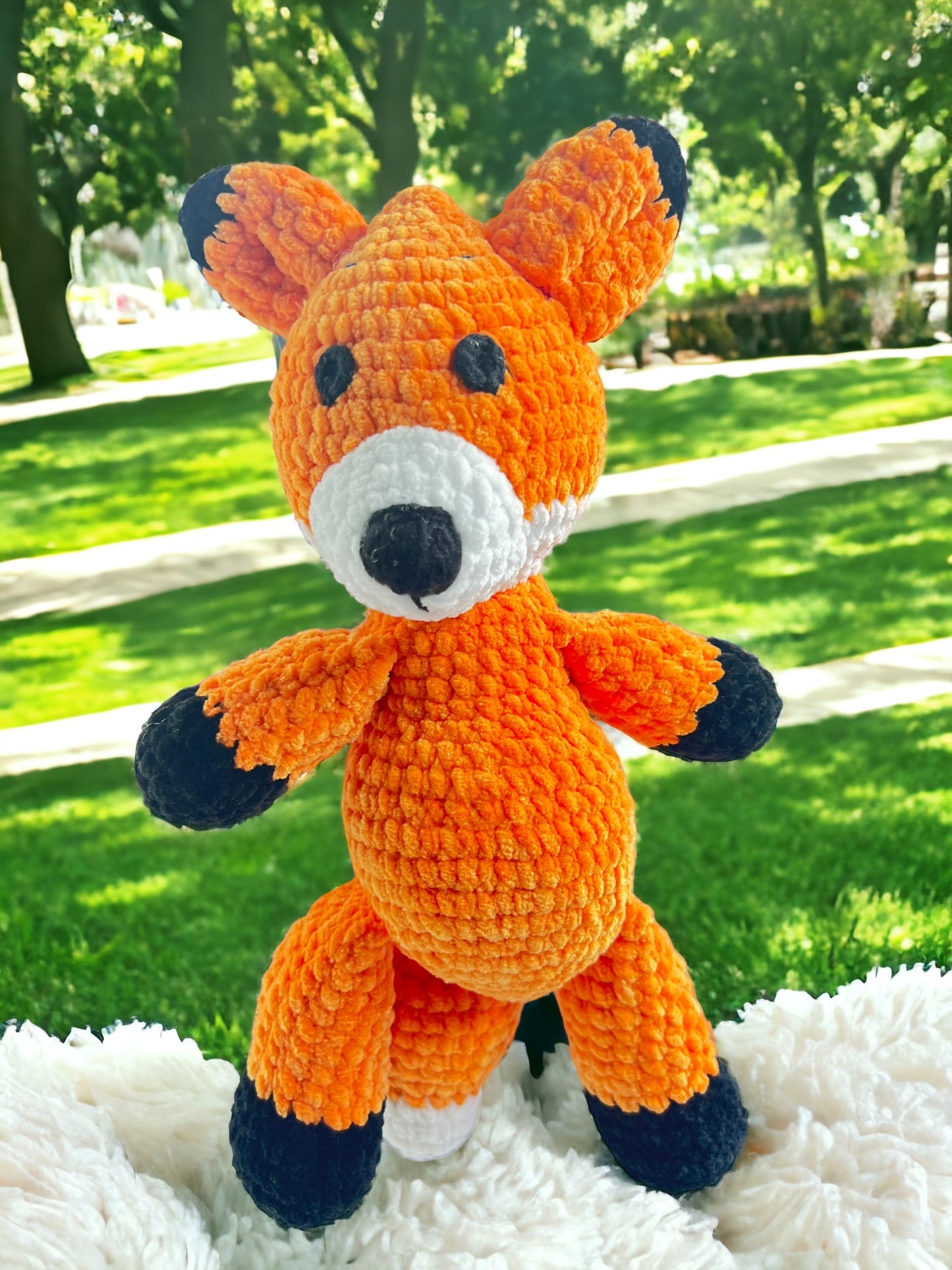 Fox Handmade Crochet stuffed Doll for Montessori Play, Nursery Decor, and Baby Shower Gifts . Granddaughter, niece, nephew & grandson