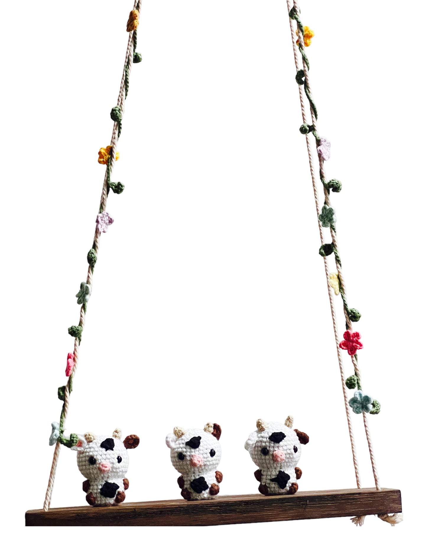 Cows on a swing  Hanging Wall Shelf