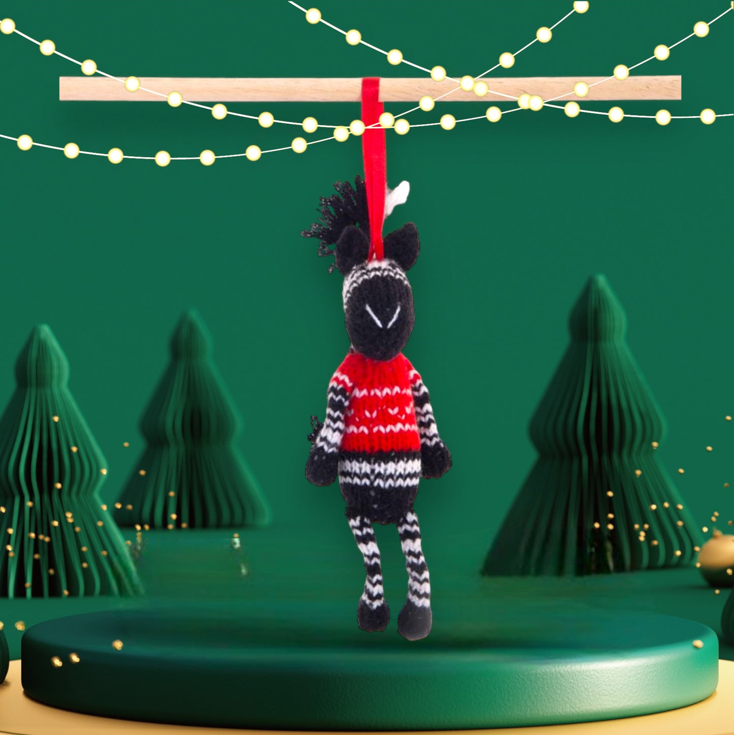 Gogo Christmas ornament: Zebra (Mbizi) Red Ornament