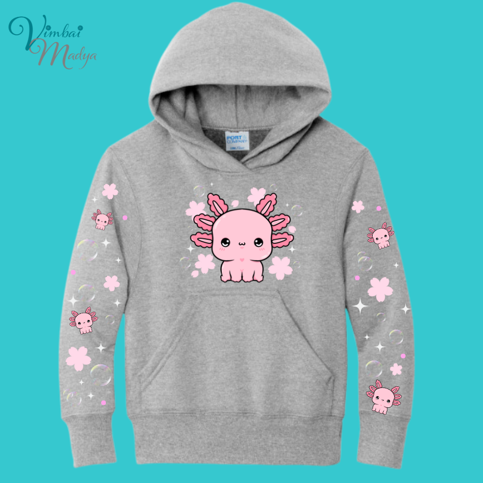 Youth Axolotl Sweatshirt Unisex Clothing Kawaii Hoodie : Ocean, fish, beach  and Best Friend Gift . Fall Winter Essential . Gift for her