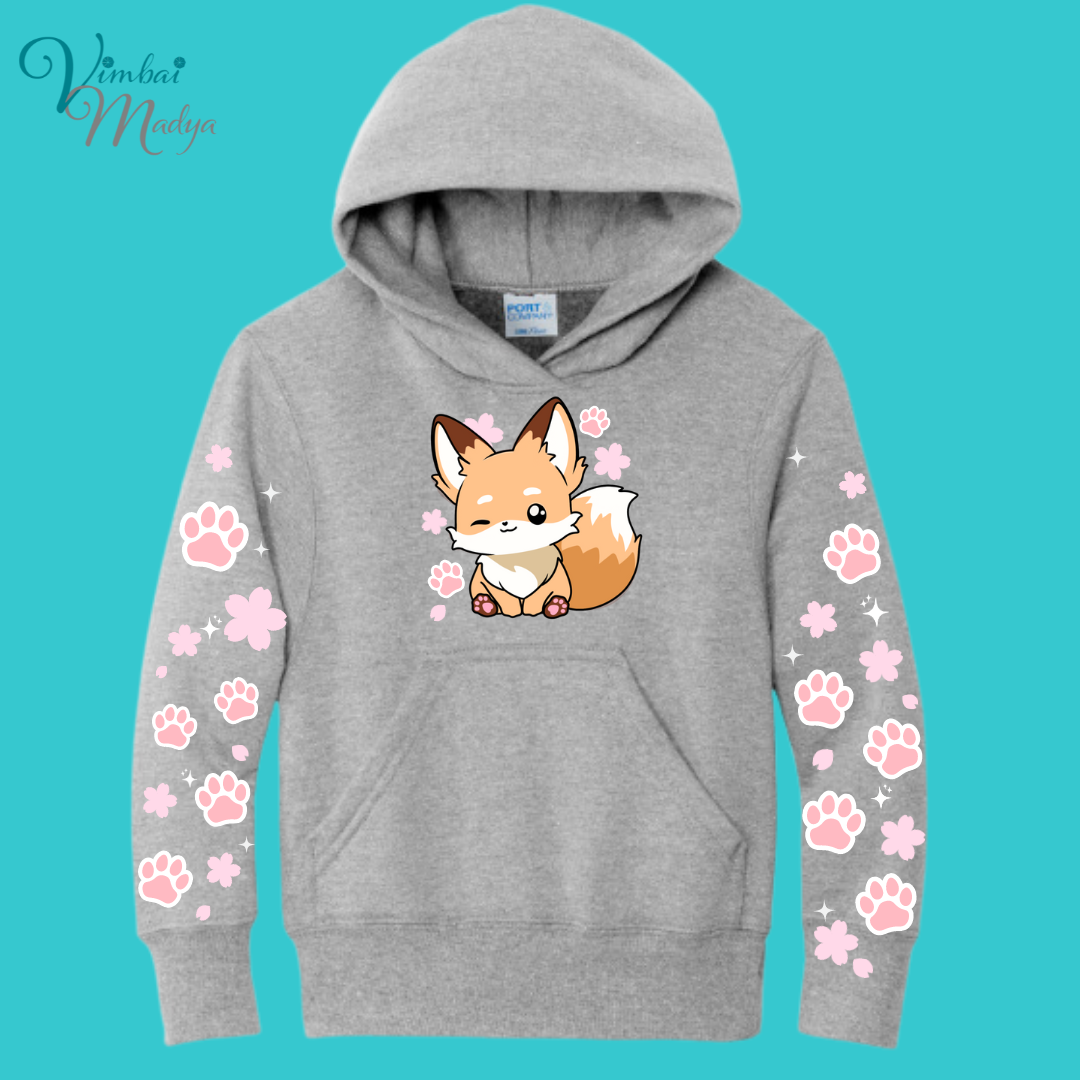 Youth Fox Sweatshirt Unisex Clothing Kawaii Animal Hoodie : Fantastic Mr Fox  and Best Friend Gift . Fall Winter Essential . Gift for her