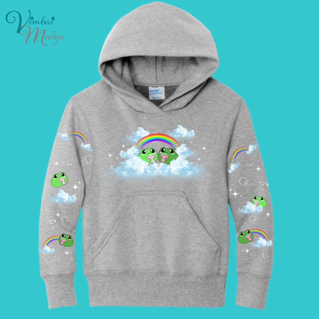 Youth Kawaii Frog  Sweater Hoodie  : Perfect Birthday Gift & Fall Winter Essential  .  Trendy, Unisex Style for Your Best Friend's Wardrobe