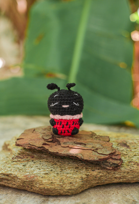 Ladybug Crochet Mini Doll Keychain