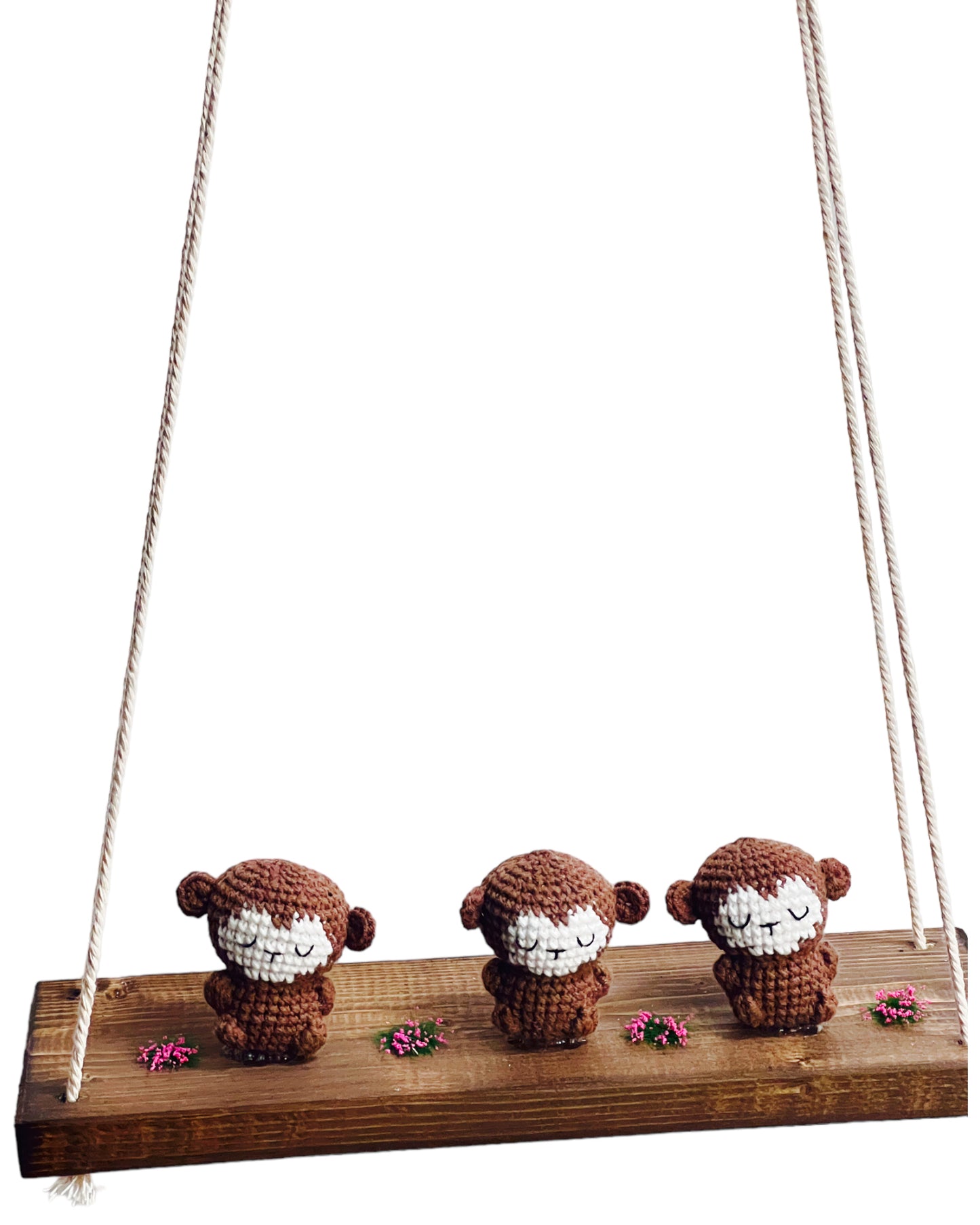 Monkeys on a swing  Hanging Wall Shelf