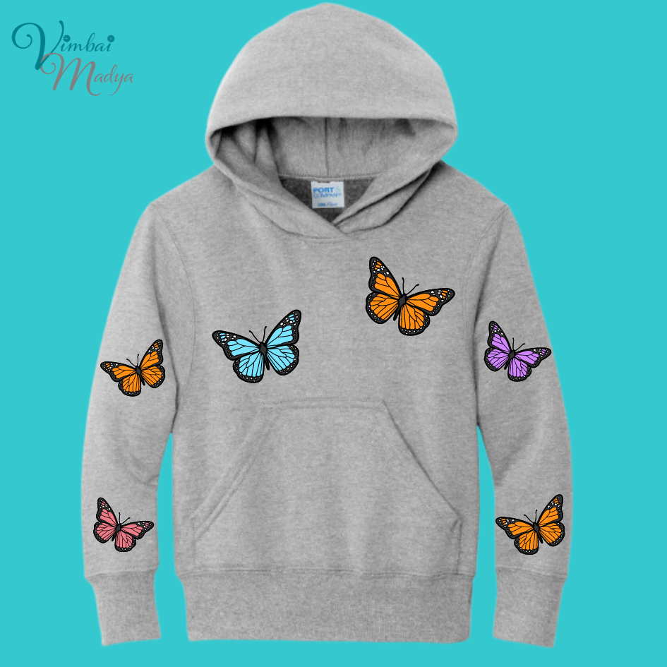 Youth Butterfly Unisex Sakura  Kawaii Frog Sweater Hoodie : Perfect Mother's Day Gift & Fall Winter Essential  .  Trendy, Blossom Style for Your Best Friend