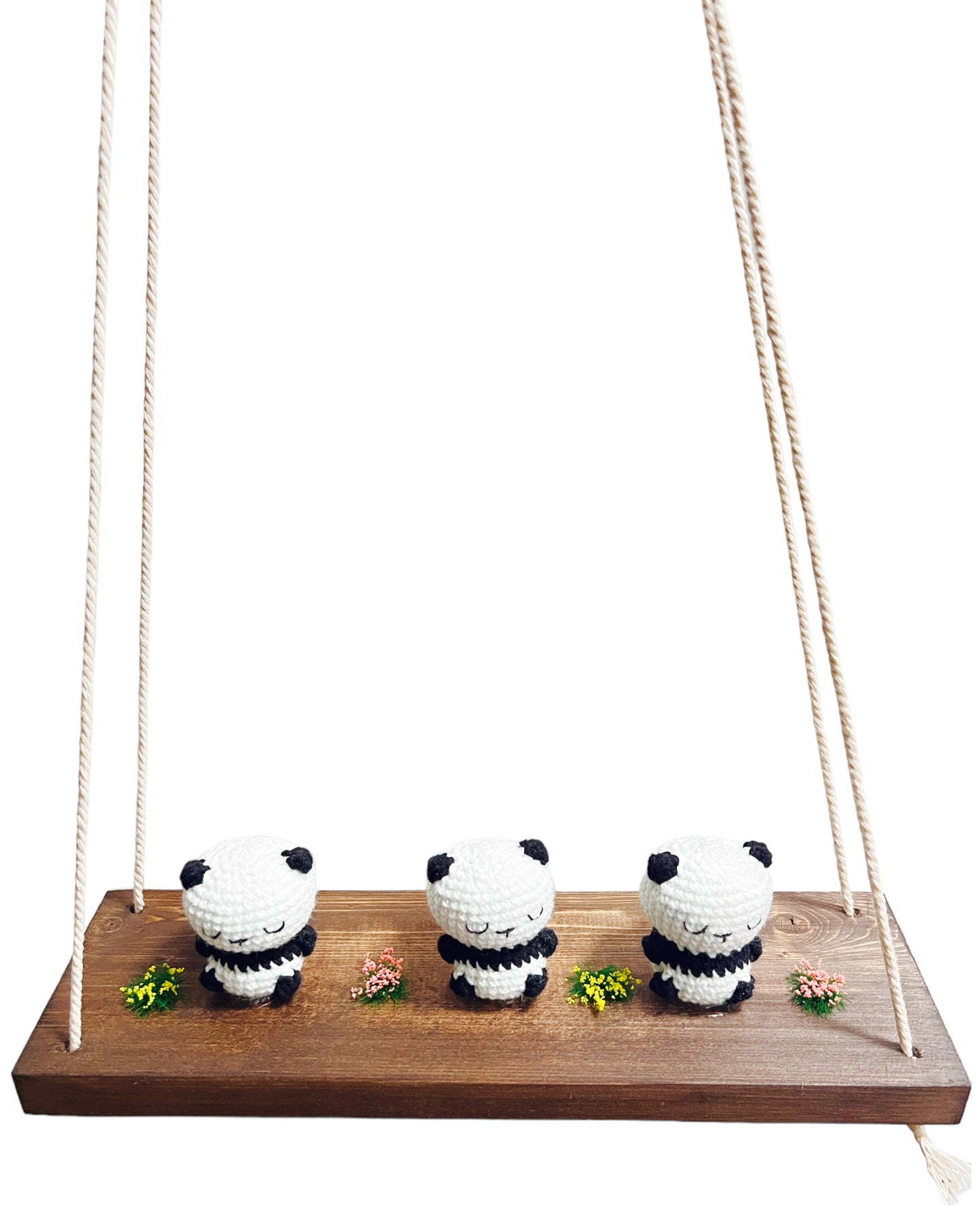 Panda on a swing  Hanging Wall Shelf