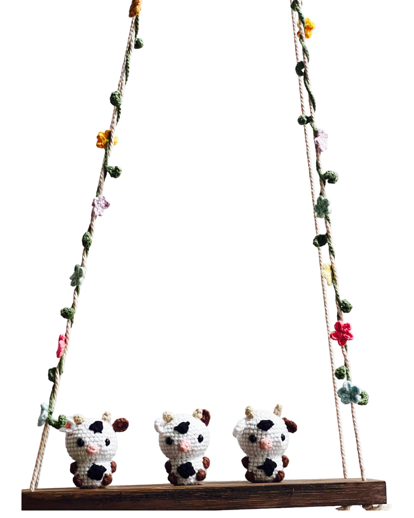 Cows on a swing  Hanging Wall Shelf