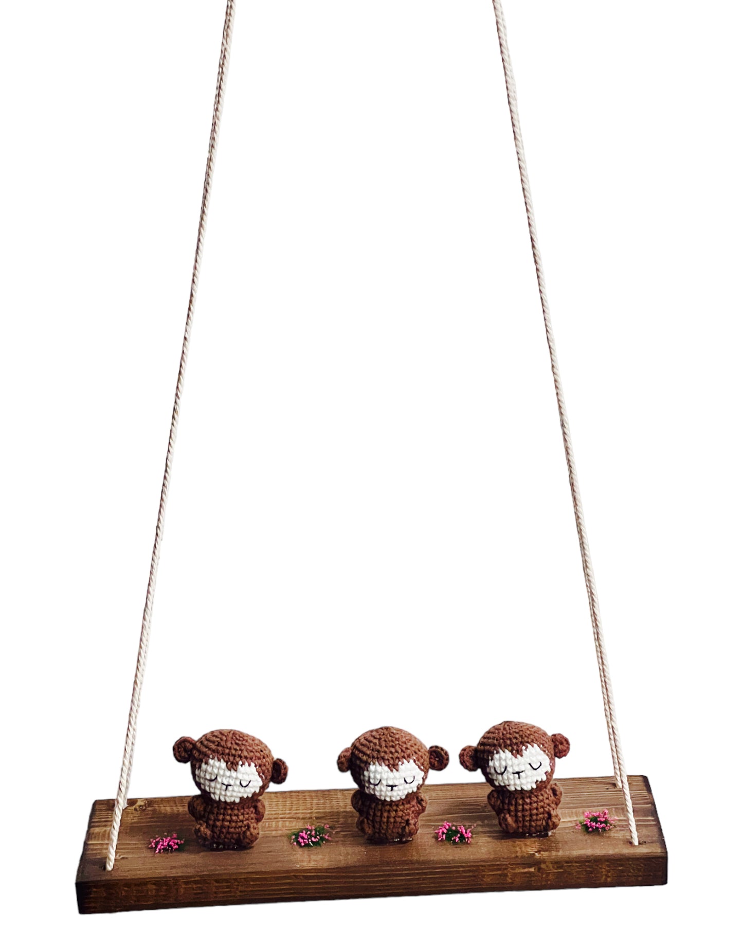 Monkeys on a swing  Hanging Wall Shelf