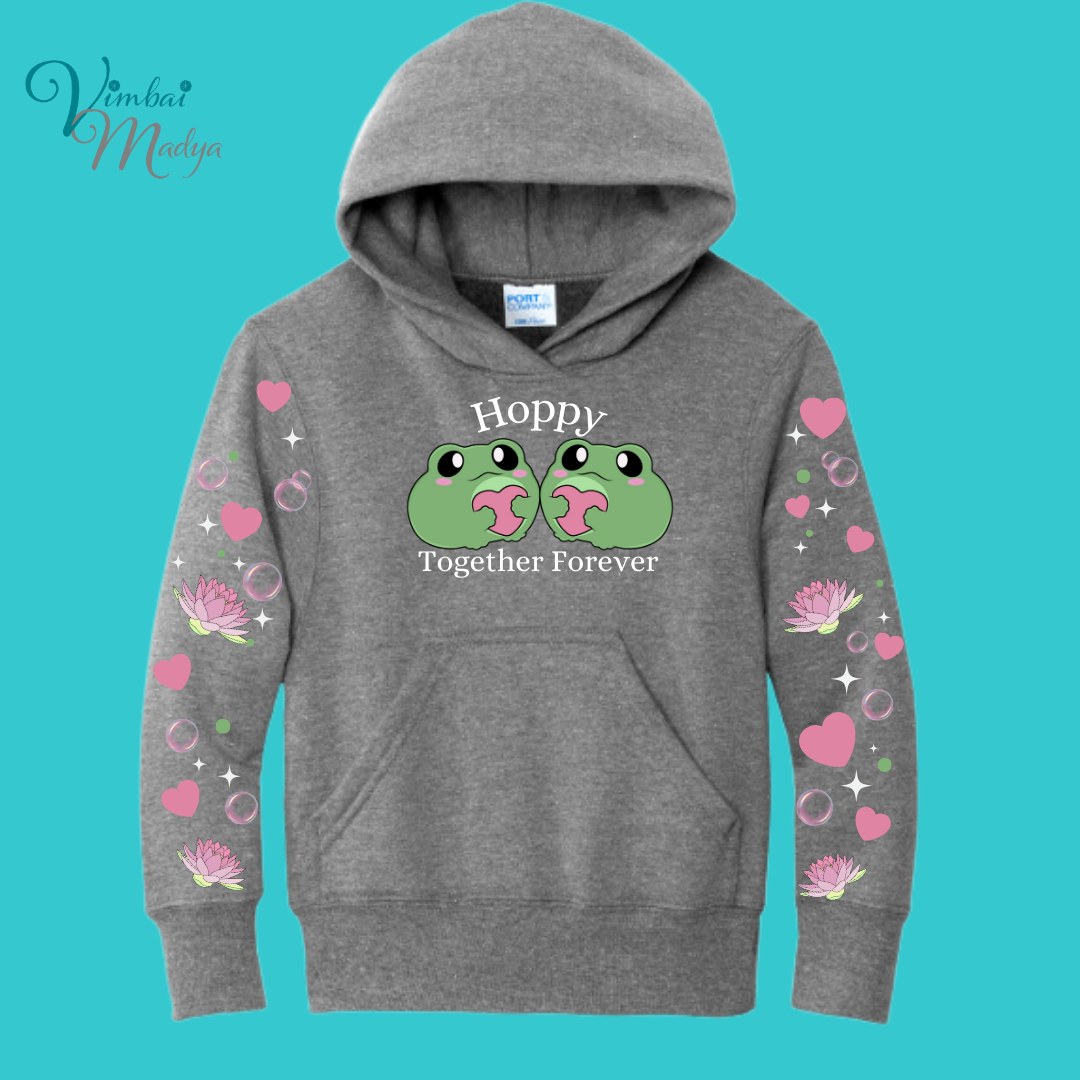 Youth Frog Sweatshirt Unisex Clothing Kawaii  Hoodie : Valentine Couples and Girlfriend Gift . Fall Winter Essential