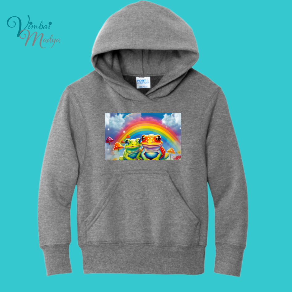 Youth Unisex Frog Rainbow Kawaii Frog Sweater Hoodie : frog and toad couples Gift  for Book lovers .Best Friend Gift.  Fall Winter Essential