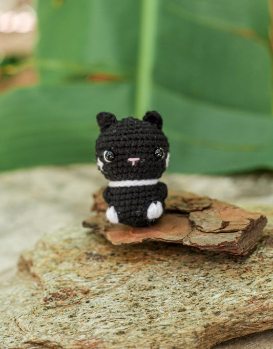 Black Cat Crochet Miniature Doll . Perfect Sensory Fidget Toy . Car and Office Desk Decor . Pocket Hug, Cute DIY Baby Mobile and Stocking Stuffer