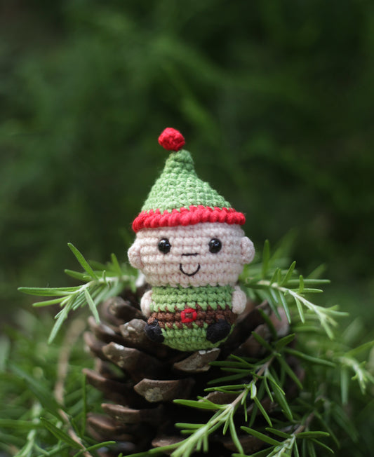 Elf Christmas Crochet Miniature Doll . Perfect Sensory Fidget Toy . Car and Office Desk Decor . Pocket Hug, Cute DIY Baby Mobile and Stocking Stuffer