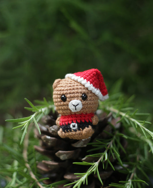 Bear Christmas Crochet ornament  Amigurumi : Cute Desk Decor Toy, Baby's First Nativity, Stocking Stuffer, Unique Festive Decor