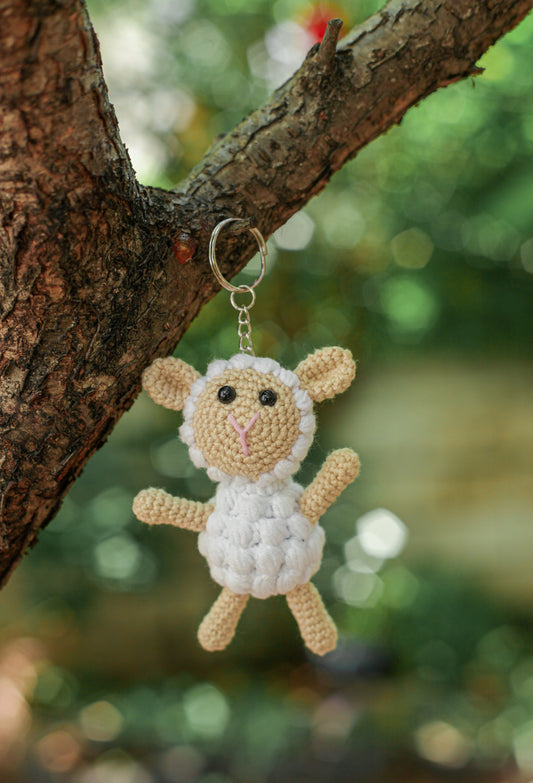 Sheep/ Lamb Key Ring : Amigurumi Sheep/ Lamb keychain,  bag accessory , pet lovers keychain, memorial keyring, cute animal keychain