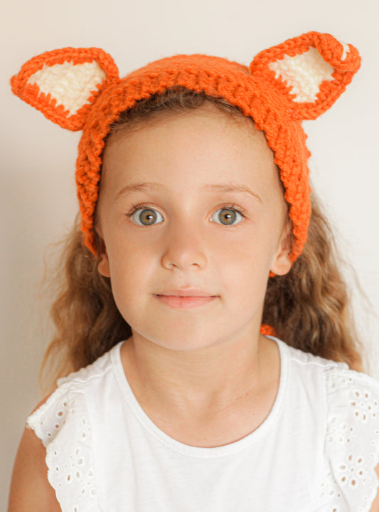 Fox  Ears Headband, Trendy Girls' Gifts : Crochet Hair Clips . Barrettes for Teens, Granddaughters, Newborn Girl Outfits, with Embroidery Designs