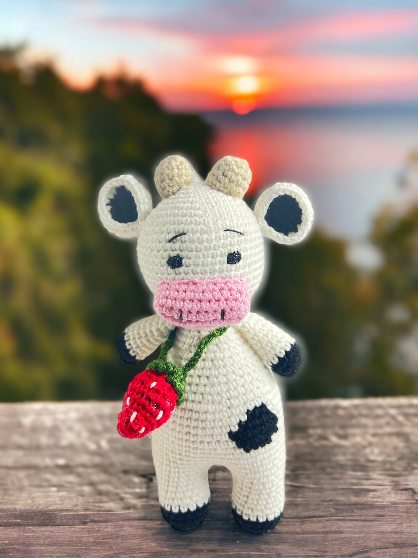 Cow Handmade Crochet stuffed Doll for Montessori Play, Nursery Decor, and Baby Shower Gifts . Granddaughter, niece, nephew & grandson