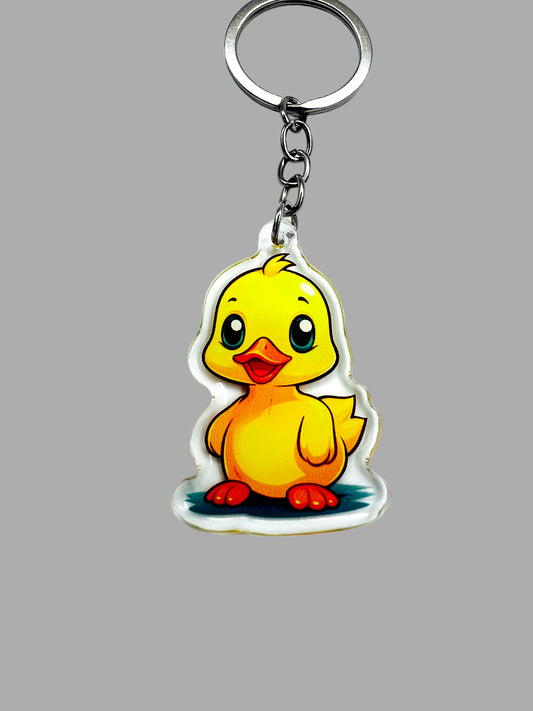 Yellow Duck Kawaii Acrylic Keychain, Cute kawaii memorial ornament, pet portrait charm, backpack fob, dad car décor, stocking stuffer