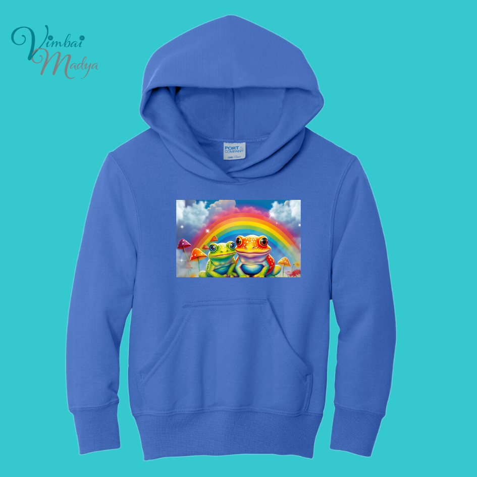Youth Unisex Frog Rainbow Kawaii Frog Sweater Hoodie : frog and toad couples Gift  for Book lovers .Best Friend Gift.  Fall Winter Essential