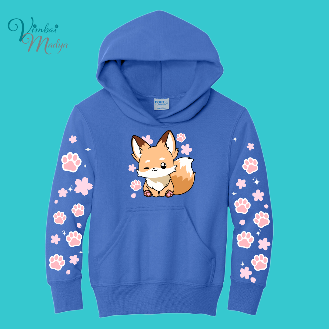 Youth Fox Sweatshirt Unisex Clothing Kawaii Animal Hoodie : Fantastic Mr Fox  and Best Friend Gift . Fall Winter Essential . Gift for her