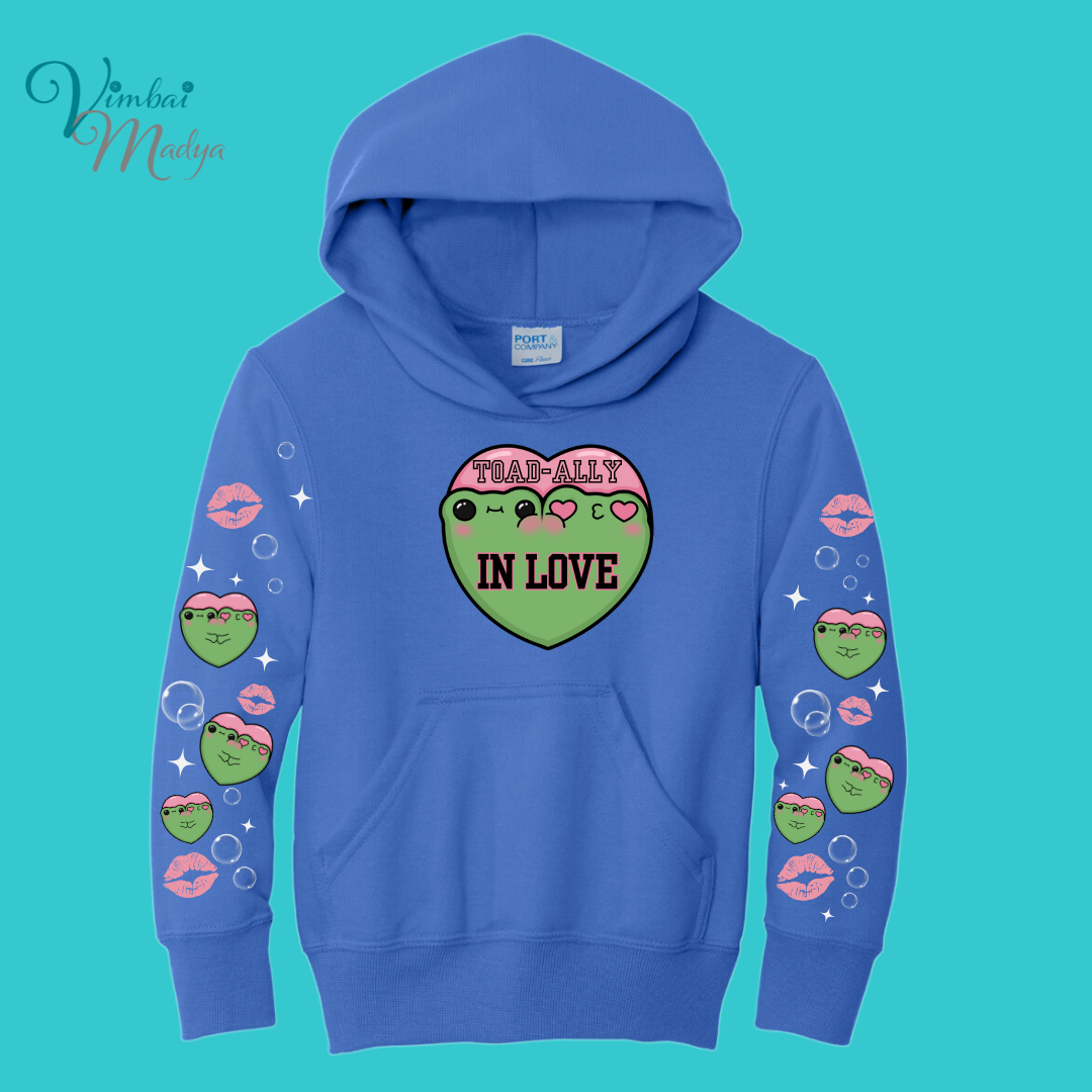 Kawaii Frog  Youth Sweater Hoodie  : Perfect Birthday Gift & Fall Winter Essential  .  Trendy, Unisex Style for Your Best Friend's Wardrobe