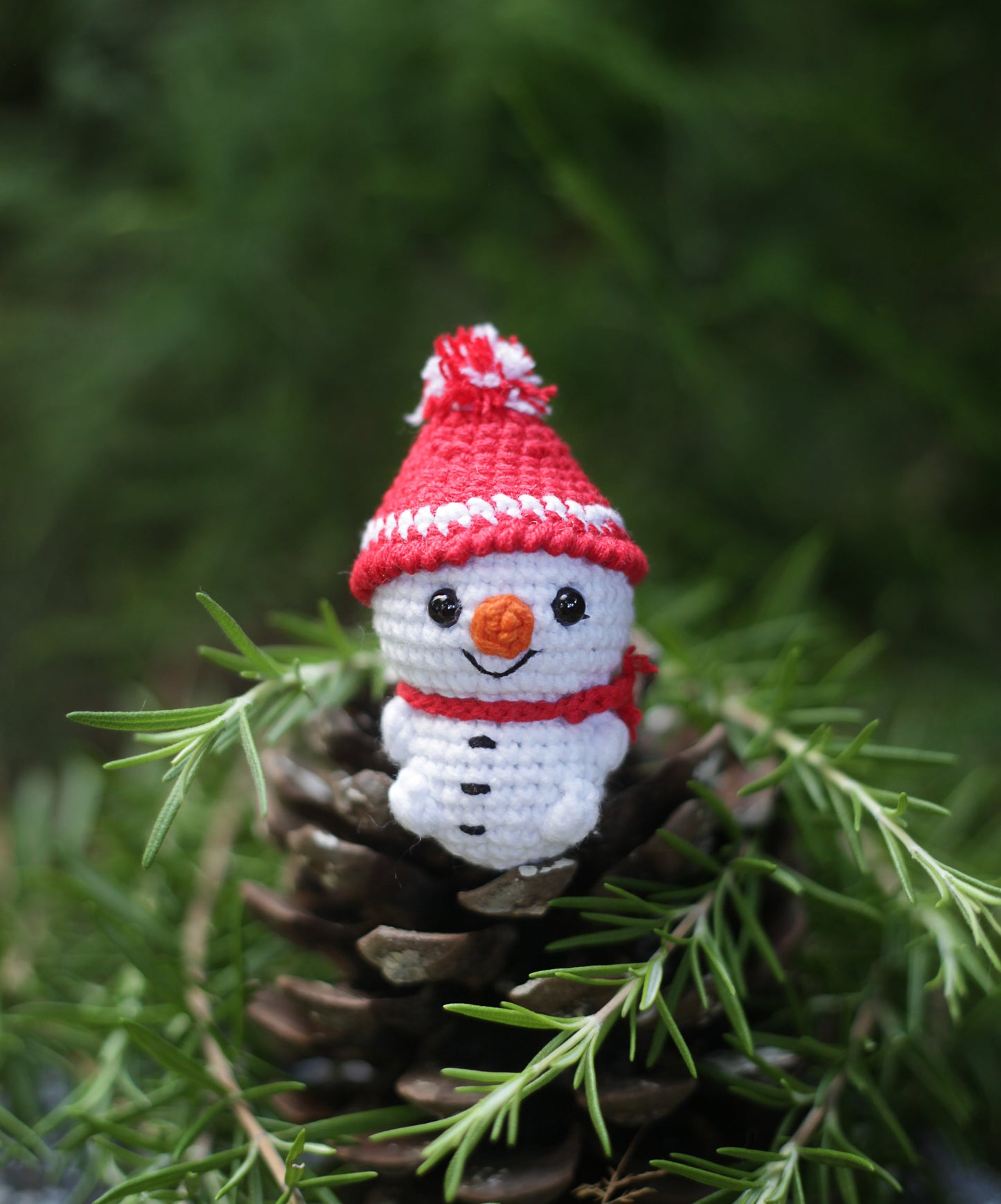 Snowman crochet mini doll Christmas ornament