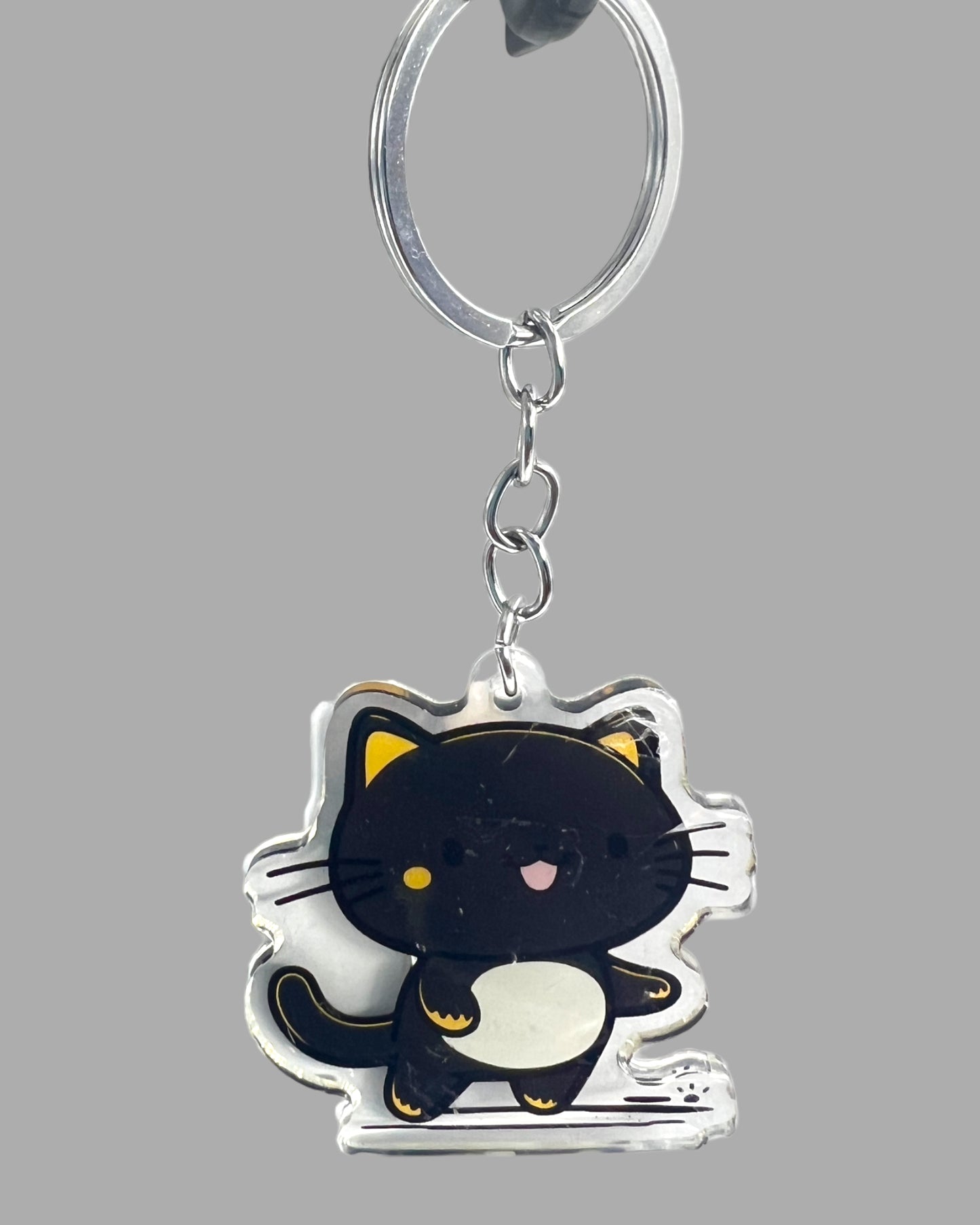 Smiling munchkin short legged Cat kawaii Acrylic Keychain