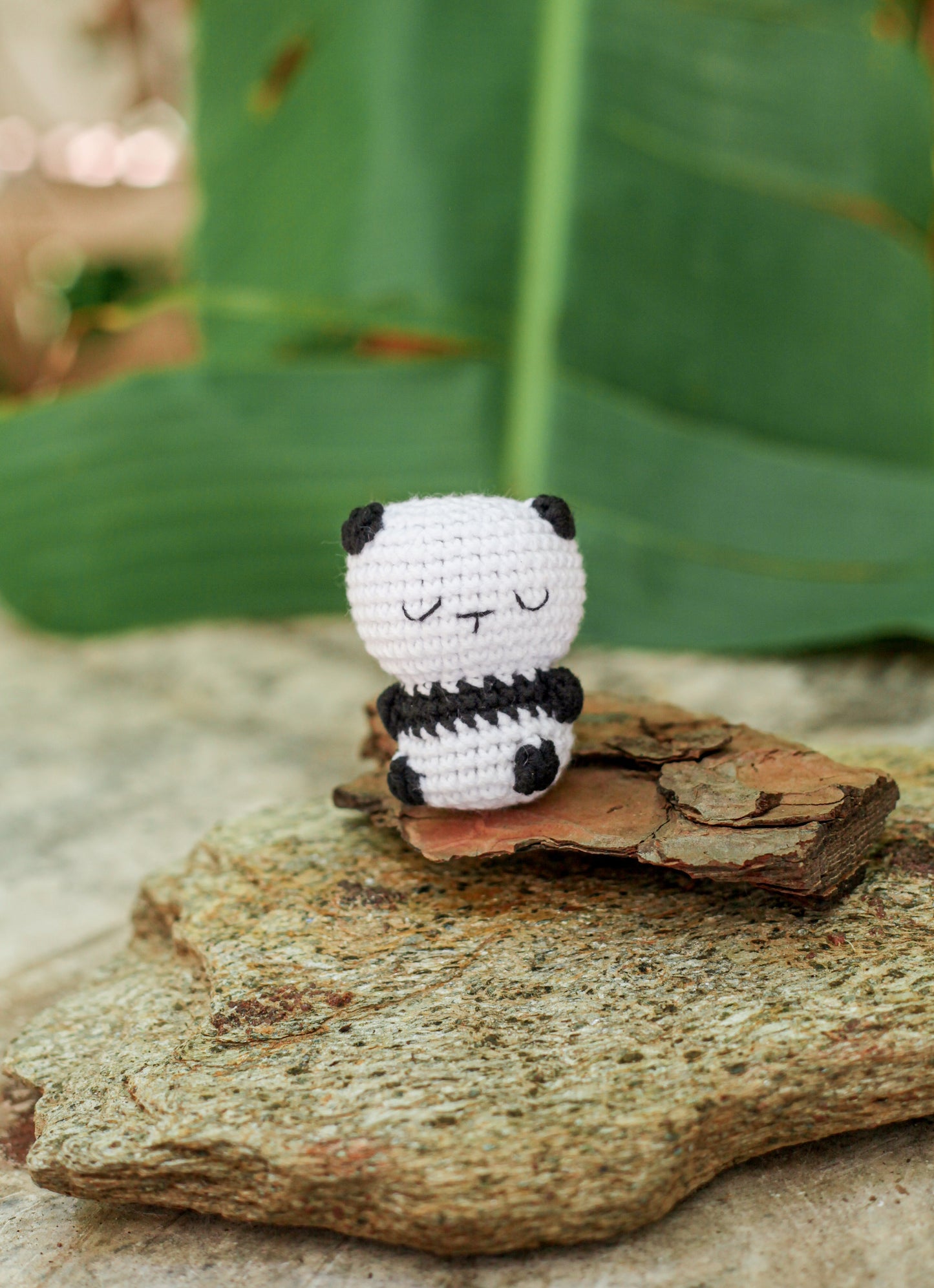 Panda Crochet Keychain Miniature amigurumi figurine for office desk decor, fidget sensory toy, unique gift for car dashboard . kawaii pocket  hug