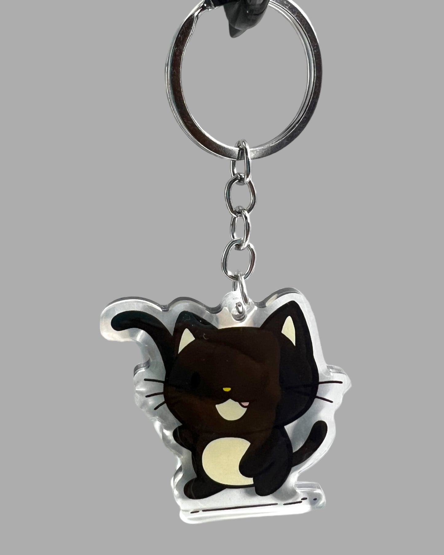 Smiling munchkin short legged kawaii Cat Acrylic Keychain
