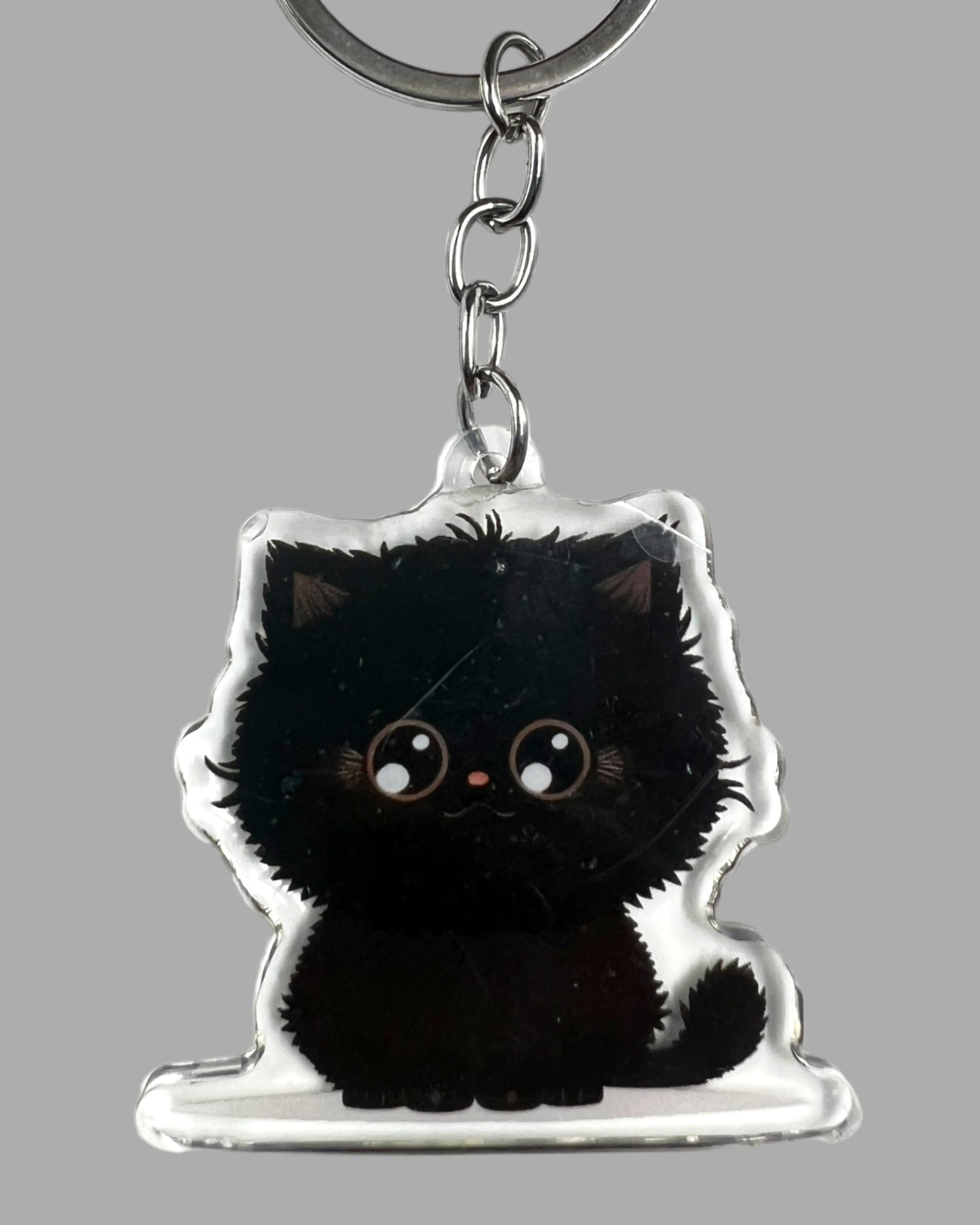 Black Persian Cat  Kawaii Acrylic Keychain