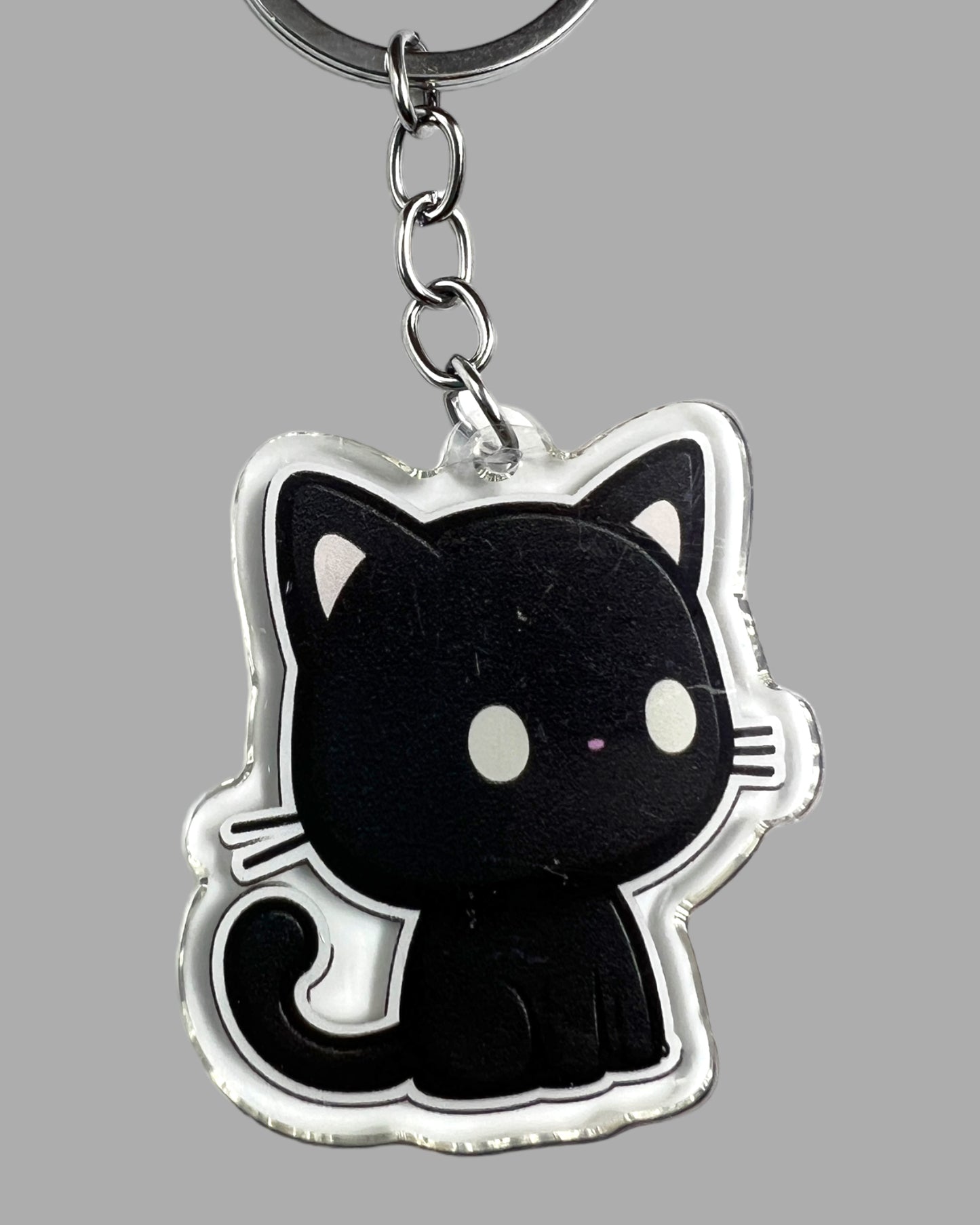 Black kawaii Cat Acrylic Keychain