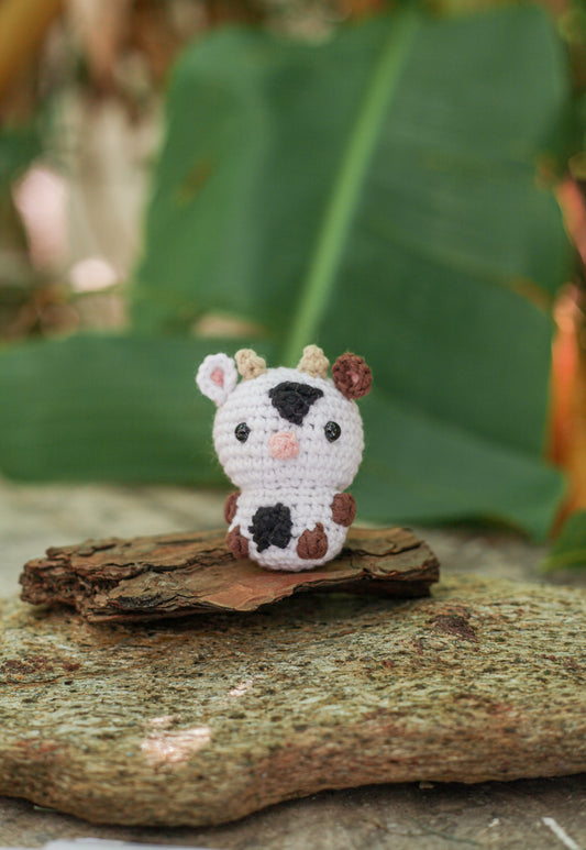Cow Crochet Miniature Doll . Perfect Sensory Fidget Toy . Car and Office Desk Decor . Pocket Hug, Cute DIY Baby Mobile and Stocking Stuffer