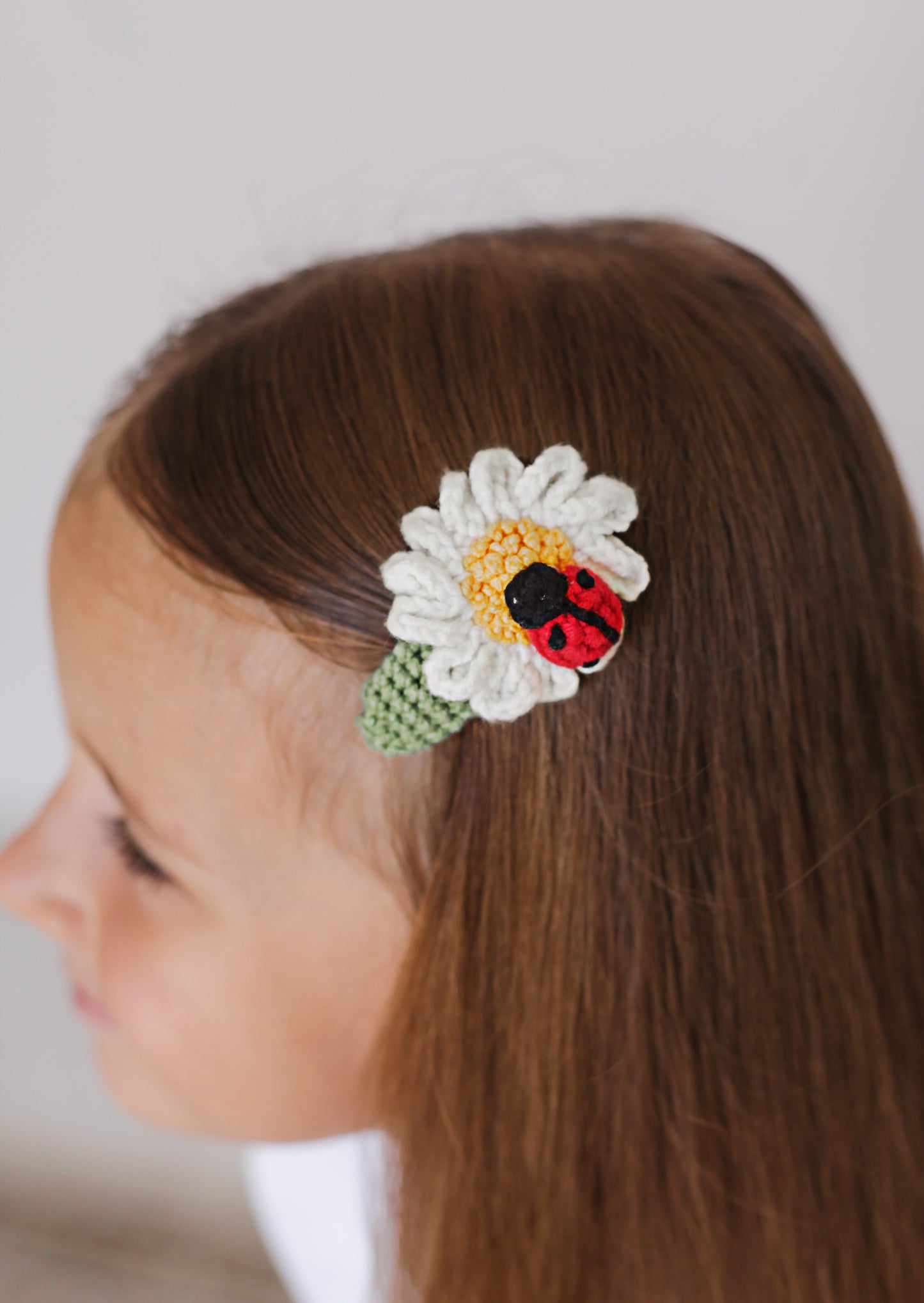 Ladybug Crochet Trendy Girls' Gifts : Crochet Hair Clips . Barrettes for Teens, Granddaughters, Newborn Girl Outfits, with Embroidery Designs