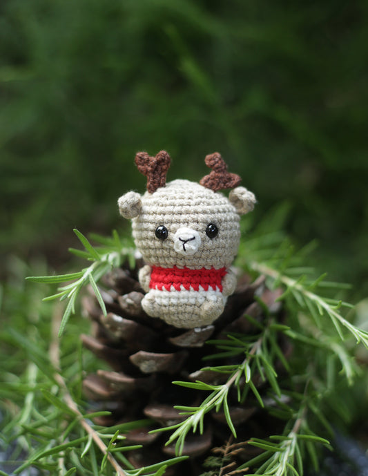 Reindeer bear Christmas Crochet ornament  Amigurumi . Cute Desk Decor Toy, Baby's First Nativity, Stocking Stuffer, Unique Festive Decor