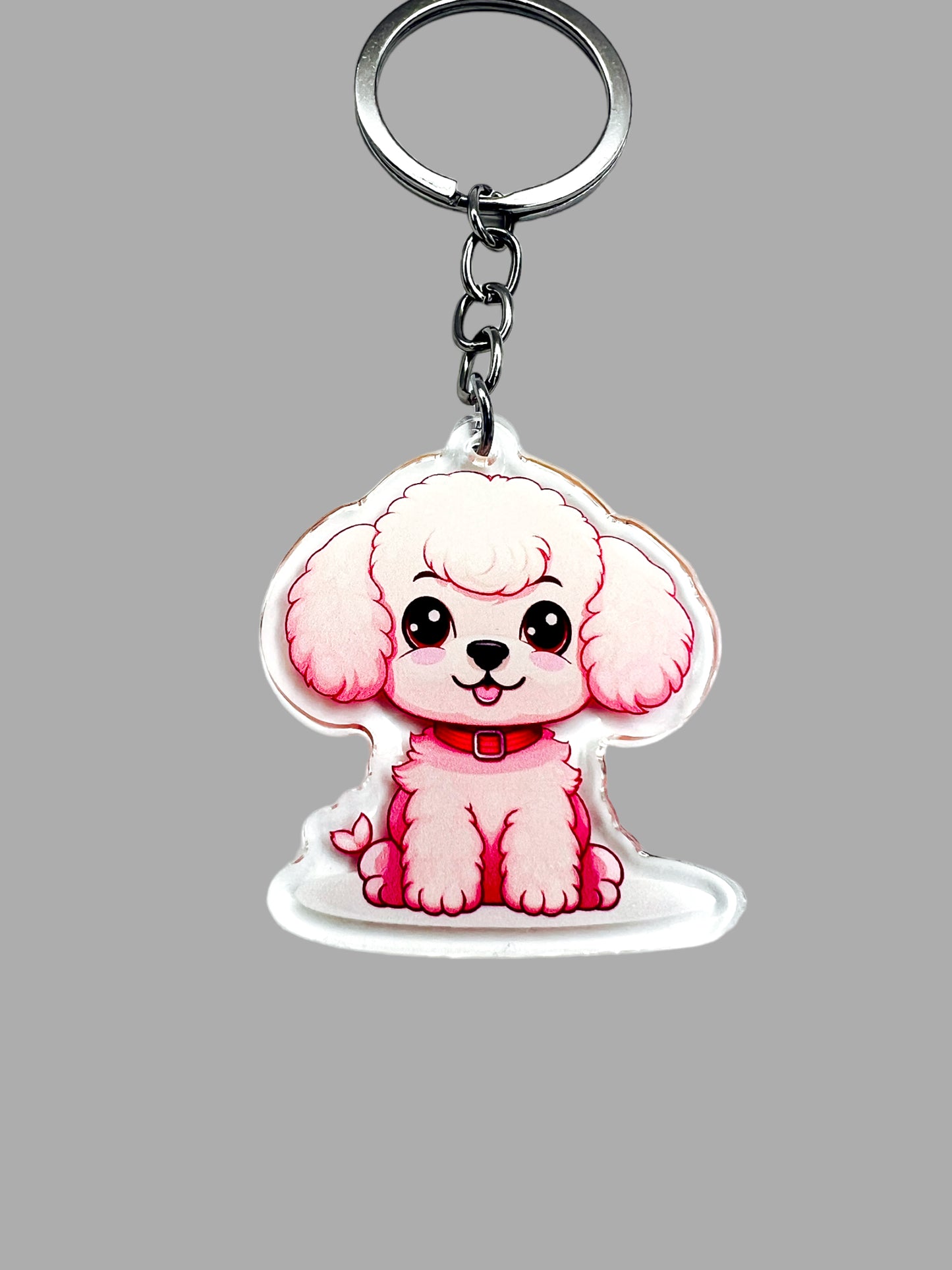 Pink Poodle Dog Kawaii Acrylic Keychain