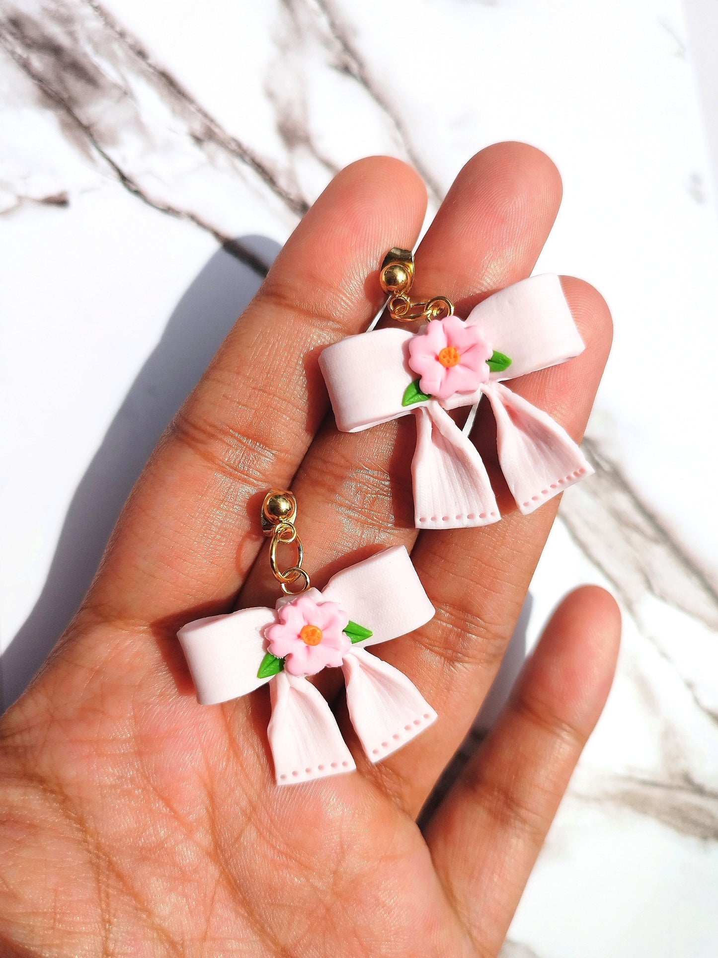 Sakura Dainty polymer clay earrings,  japanese kawaii earrings, fun funky weird handmade cottagecore, cute anime, novelty quirky unique earrings