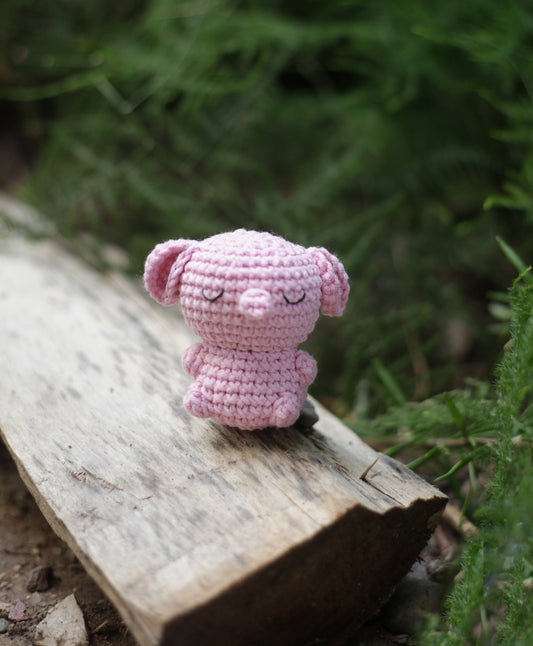 Pink Elephant  Crochet Mini Doll Keychain