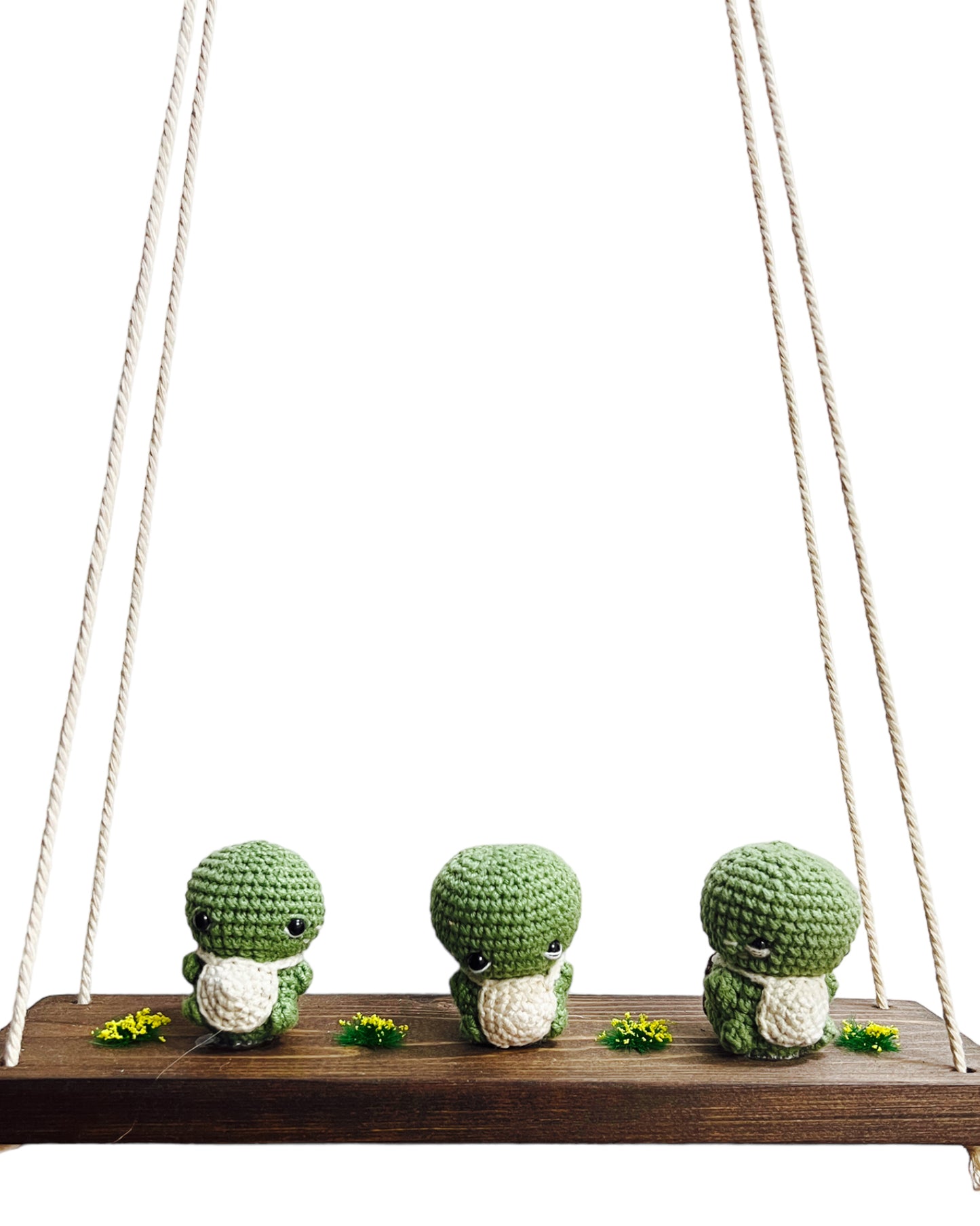 Turtles on a swing  Hanging Wall Shelf