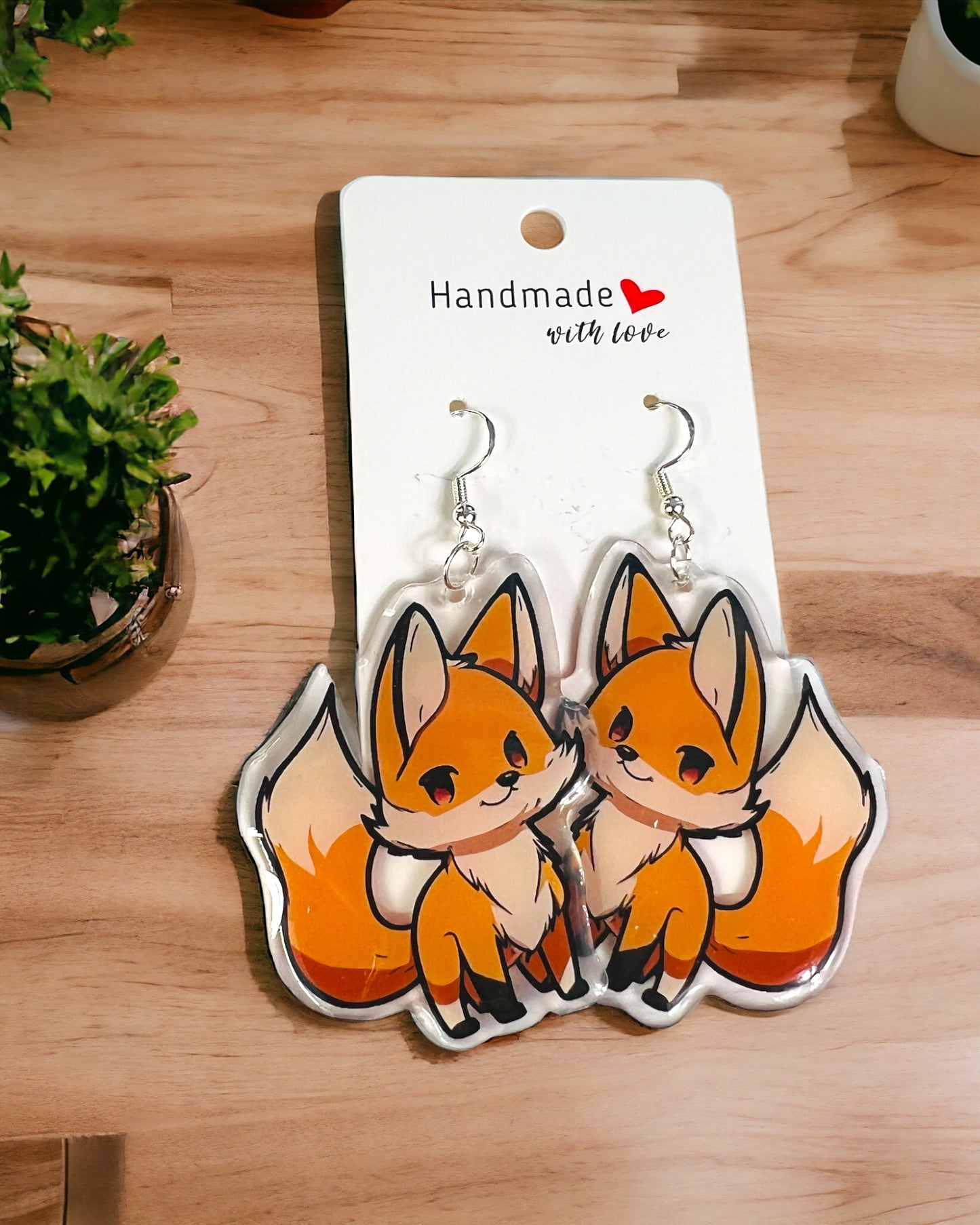 Fox Dog Acrylic funky weird quirky earrings, cool funny  gift for her, birthday gift,  Christmas stocking stuffer