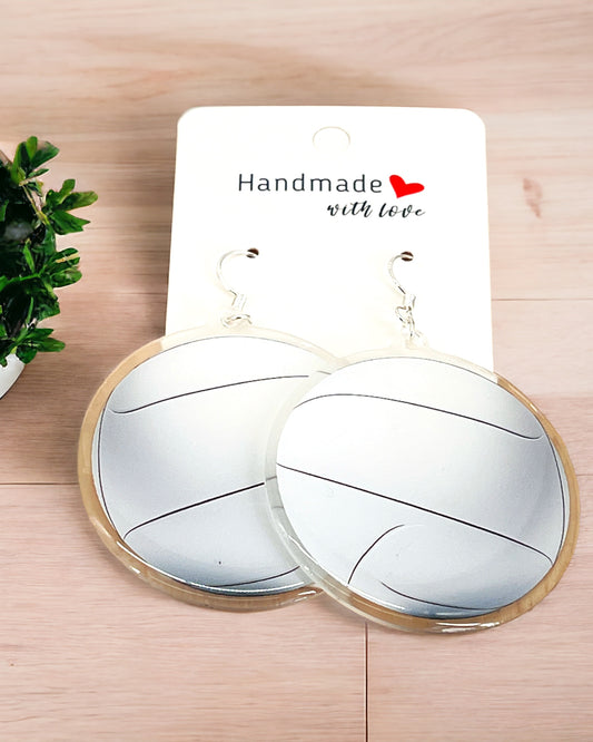 Volleyball Acrylic earrings, funky weird earrings, quirky earrings, cool funny earrings, gift for her, birthday gift,  Christmas stocking stuffer