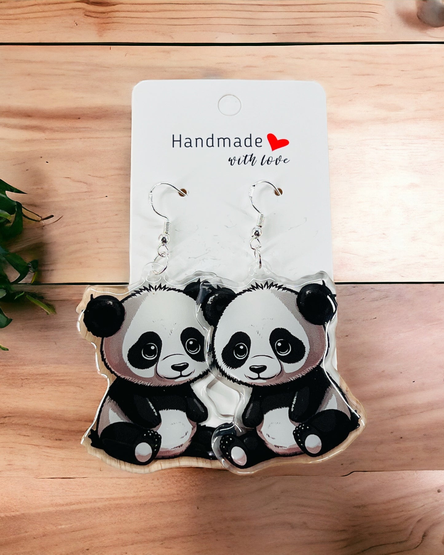 Panda Acrylic earrings, funky weird earrings, quirky earrings, cool funny earrings, gift for her, birthday gift,  Christmas stocking stuffer