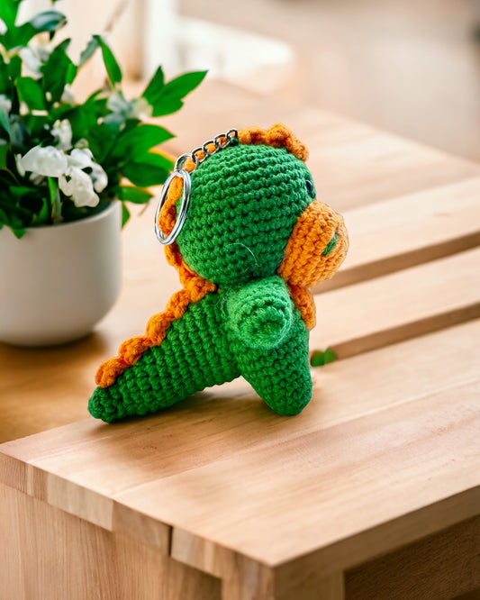 Dinosaur crochet keychain