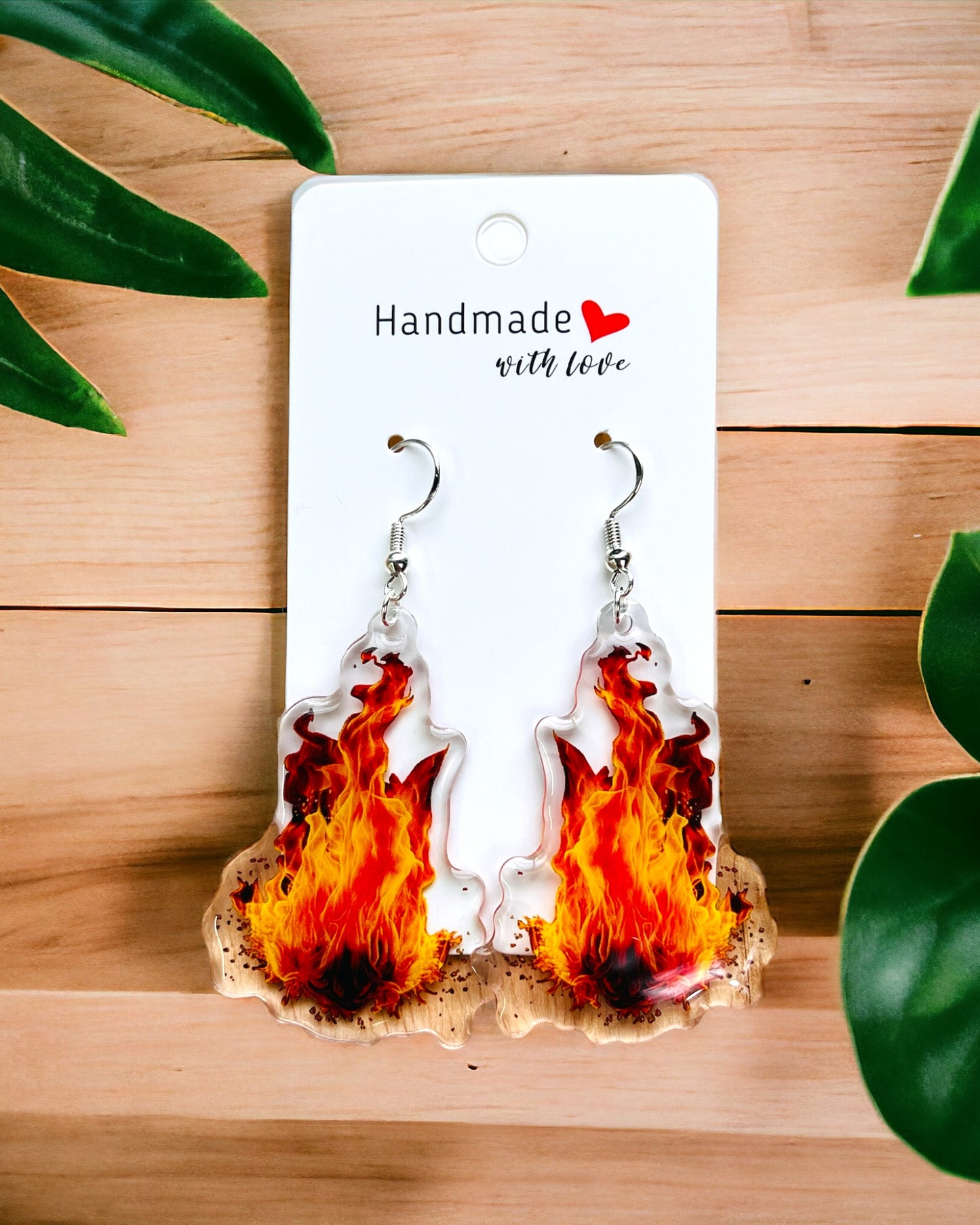 Fire Emoji Acrylic earrings, funky weird quirky earrings, cool funny  gift for her, birthday gift,  Christmas stocking stuffer
