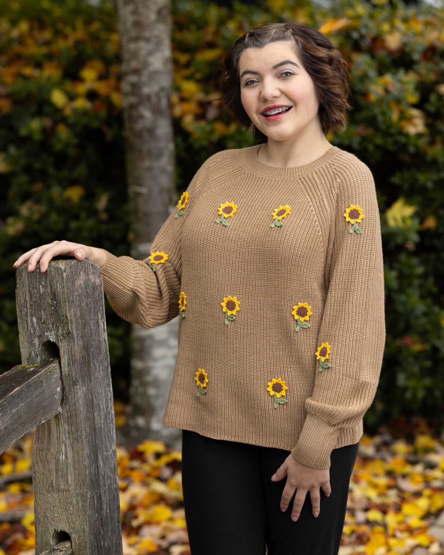 Medium Sunflower Women Knit Cable Sweater