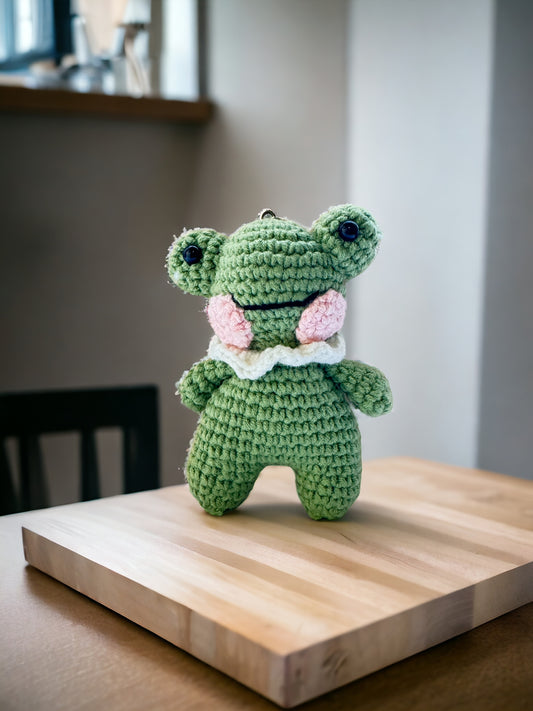 Frog crochet keychain