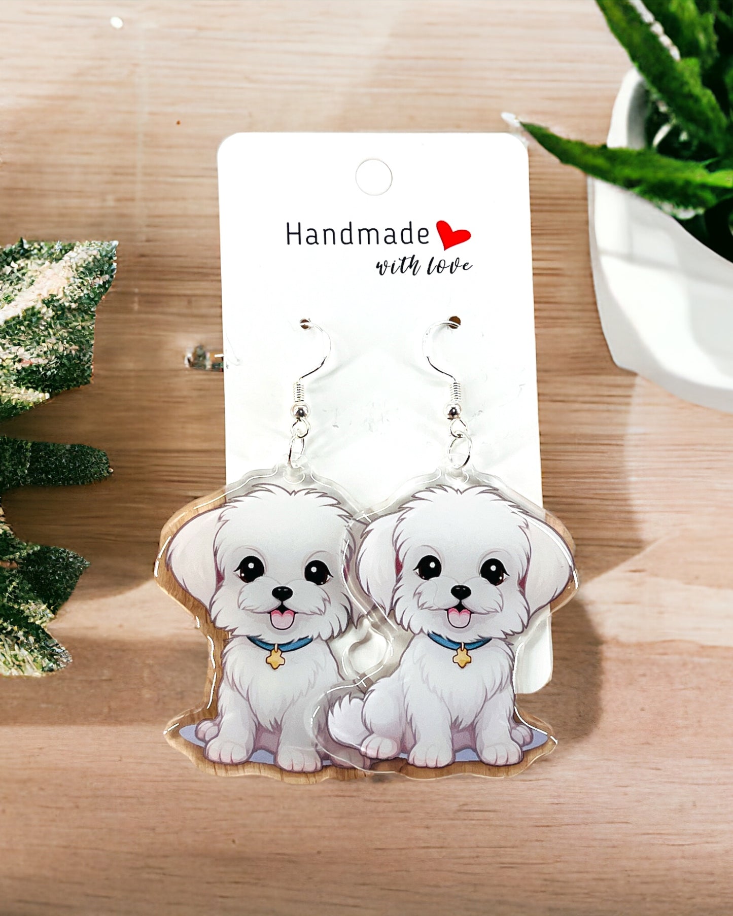 Dog mom Acrylic fun kawaii earrings, pet memorial charm, cute puppy, loss sympathy, quirky earrings, grief gift for her, animal lover gift