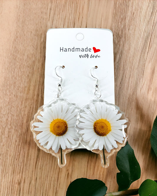 Daisy Cute flower Acrylic earrings,   Waterproof Weird  Fun  Cool Quirky earrings, Best friend sister birthday gift, Gardening earrings