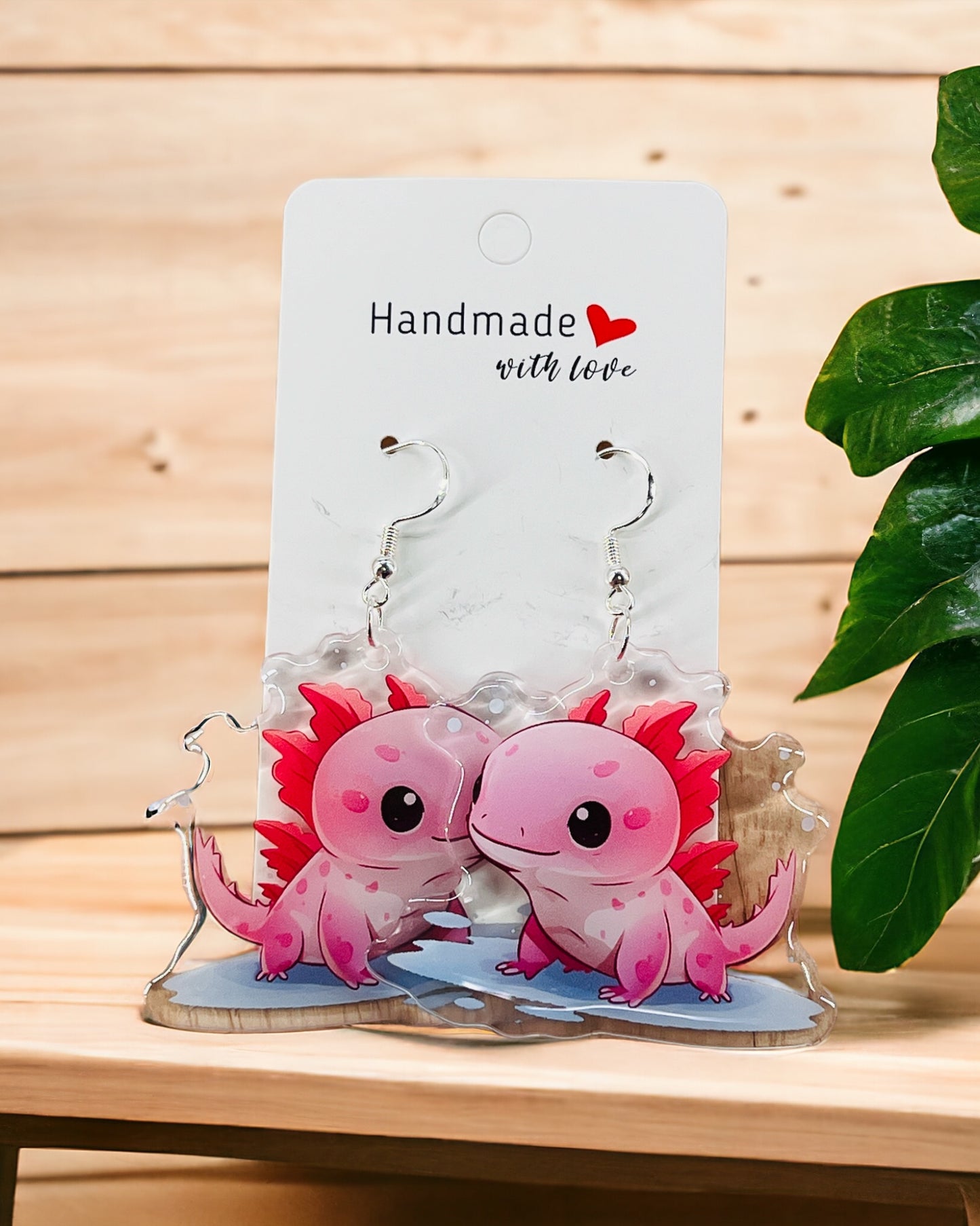 Axolotl Kawaii Acrylic earrings, funky weird quirky earrings, cool funny  gift for her, birthday gift,  Christmas stocking stuffer