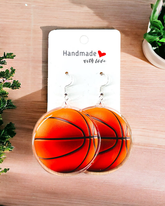 Basketball acrylic earrings, funky weird quirky earrings, cool funny  gift for her, birthday gift,  Christmas stocking stuffer