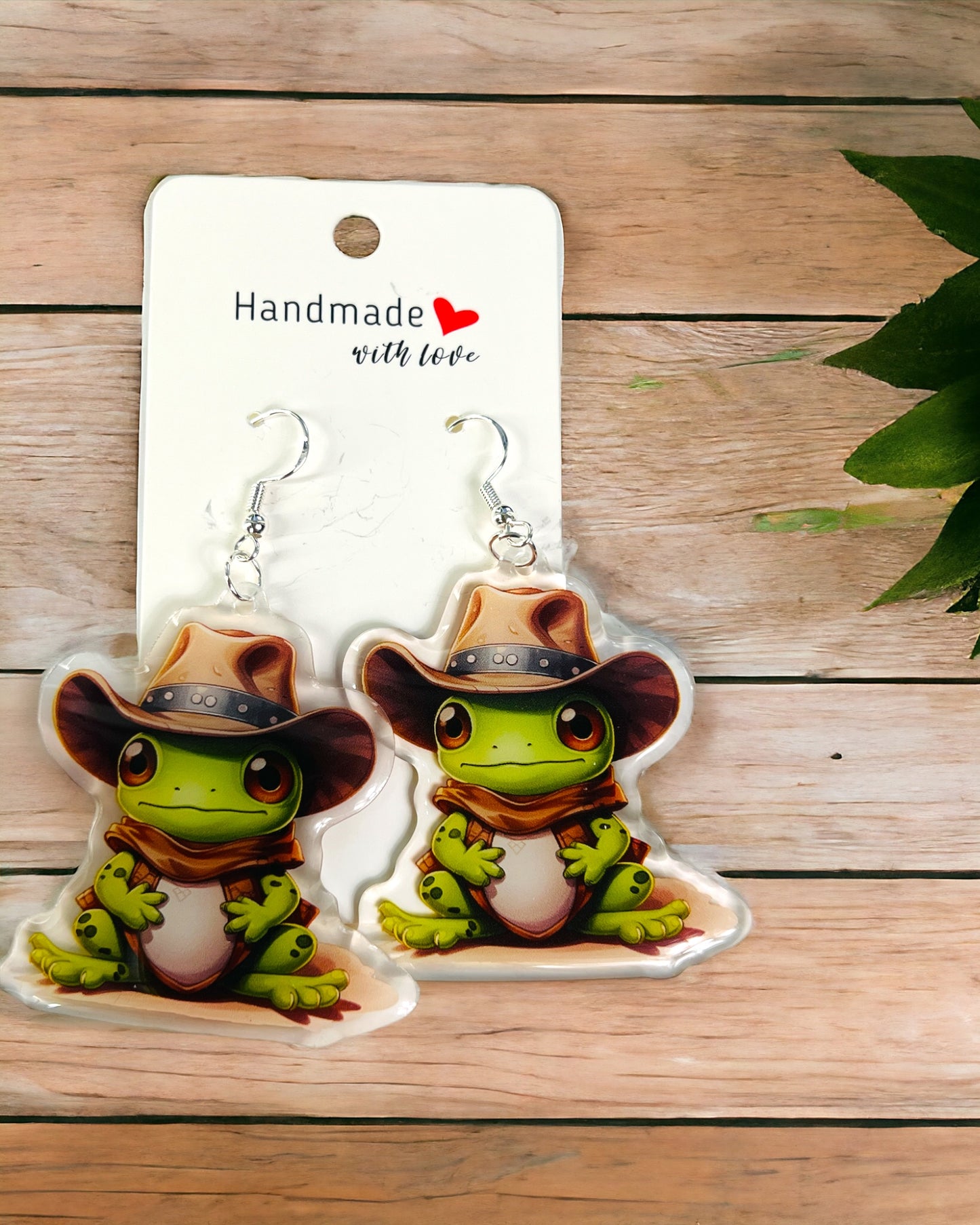 Frog Acrylic earrings, funky weird earrings, quirky earrings, cool funny earrings, gift for her, birthday gift,  Christmas stocking stuffer