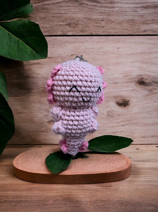 Axolotl crochet keychain
